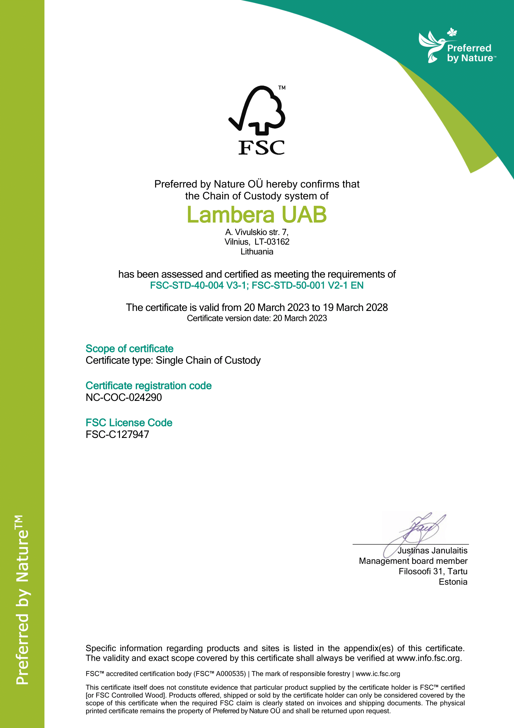 Lambera UAB FSC COC Certificate 20.3.2023-1